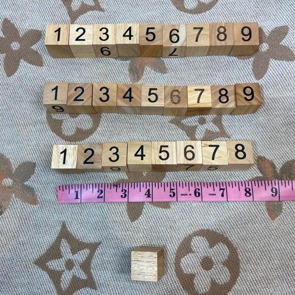 WOODEN CUBED NUMBERS 1" Squared Whitemist and Natural Tones Arts and Crafts - Picture 6 of 6